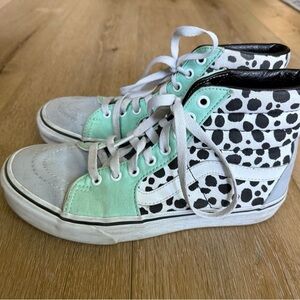 Vans Mint and Black Polka Dot High-Top Sneakers